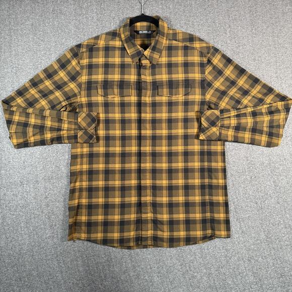 Arc'teryx Gryson Shirt Mens Large Yellow Black Plaid LS Long Sleeve Button Up - Picture 1 of 12